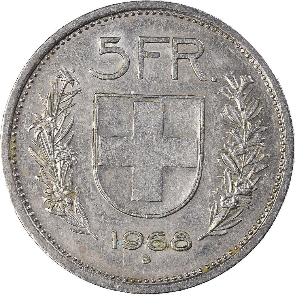 Moneta, Svizzera, 5 Francs, 1968, Bern, BB, Rame-nichel, KM:40a.1