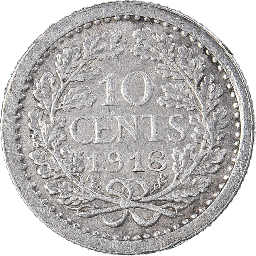 Coin, Netherlands, Wilhelmina I, 10 Cents, 1918, EF(40-45), Silver, KM:145