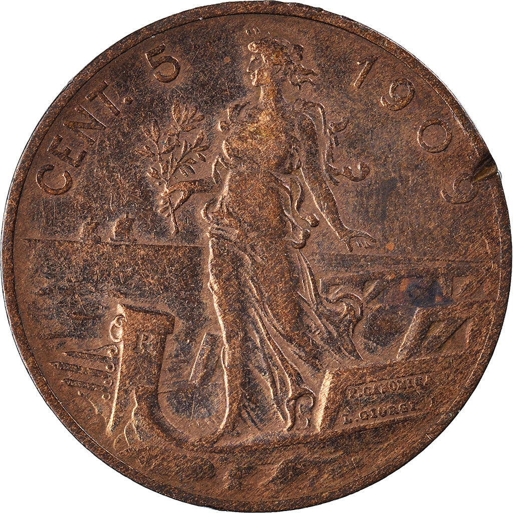 Münze, Italien, Vittorio Emanuele III, 5 Centesimi, 1909, Rome, S+, Bronze