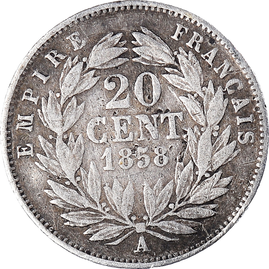 Coin, France, Napoleon III, 20 Centimes, 1858, Paris, VF(20-25), Silver