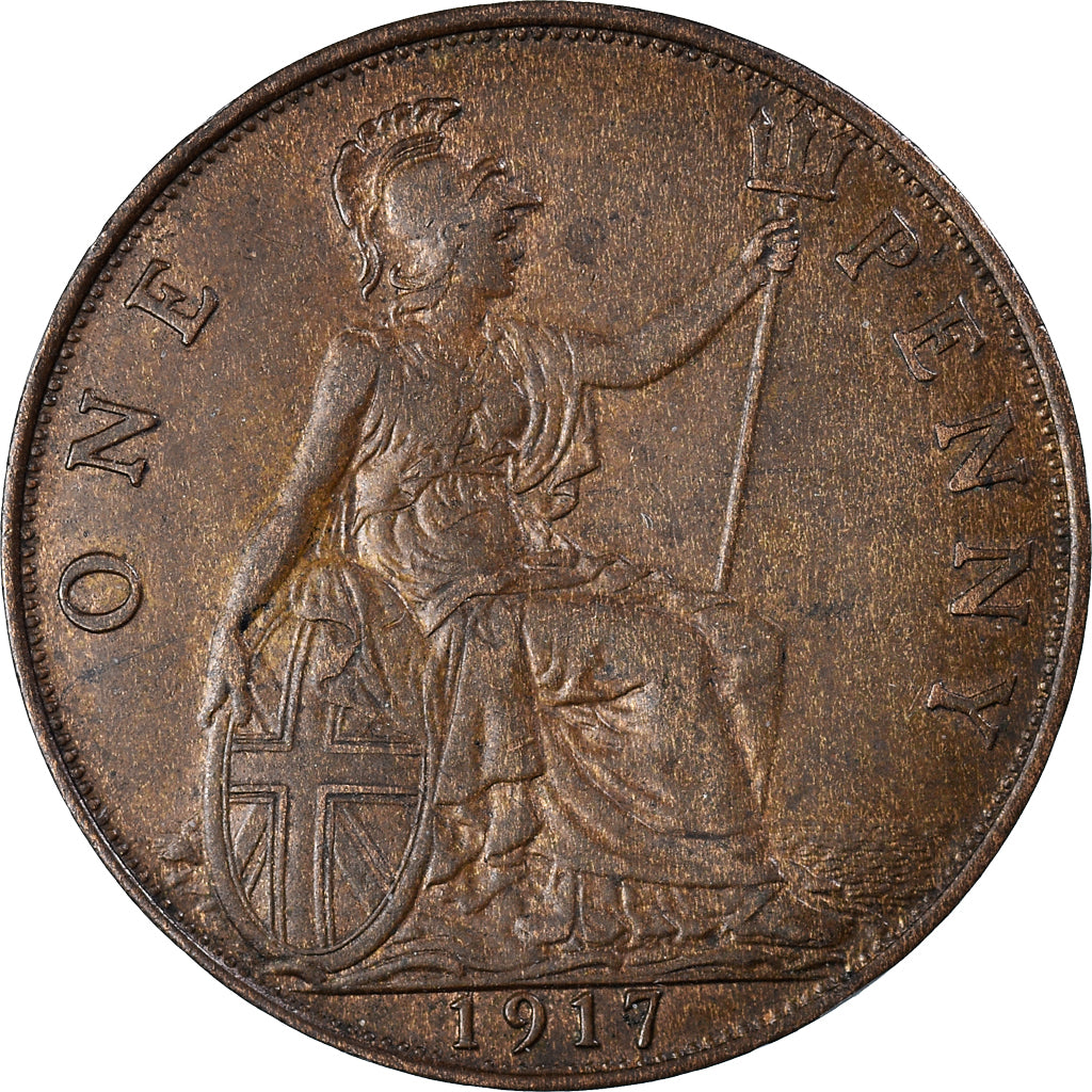 Coin, Great Britain, George V, Penny, 1917, EF(40-45), Bronze, KM:810