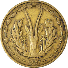 Coin, French West Africa, 25 Francs, 1957, Paris, EF(40-45), Aluminum-Bronze