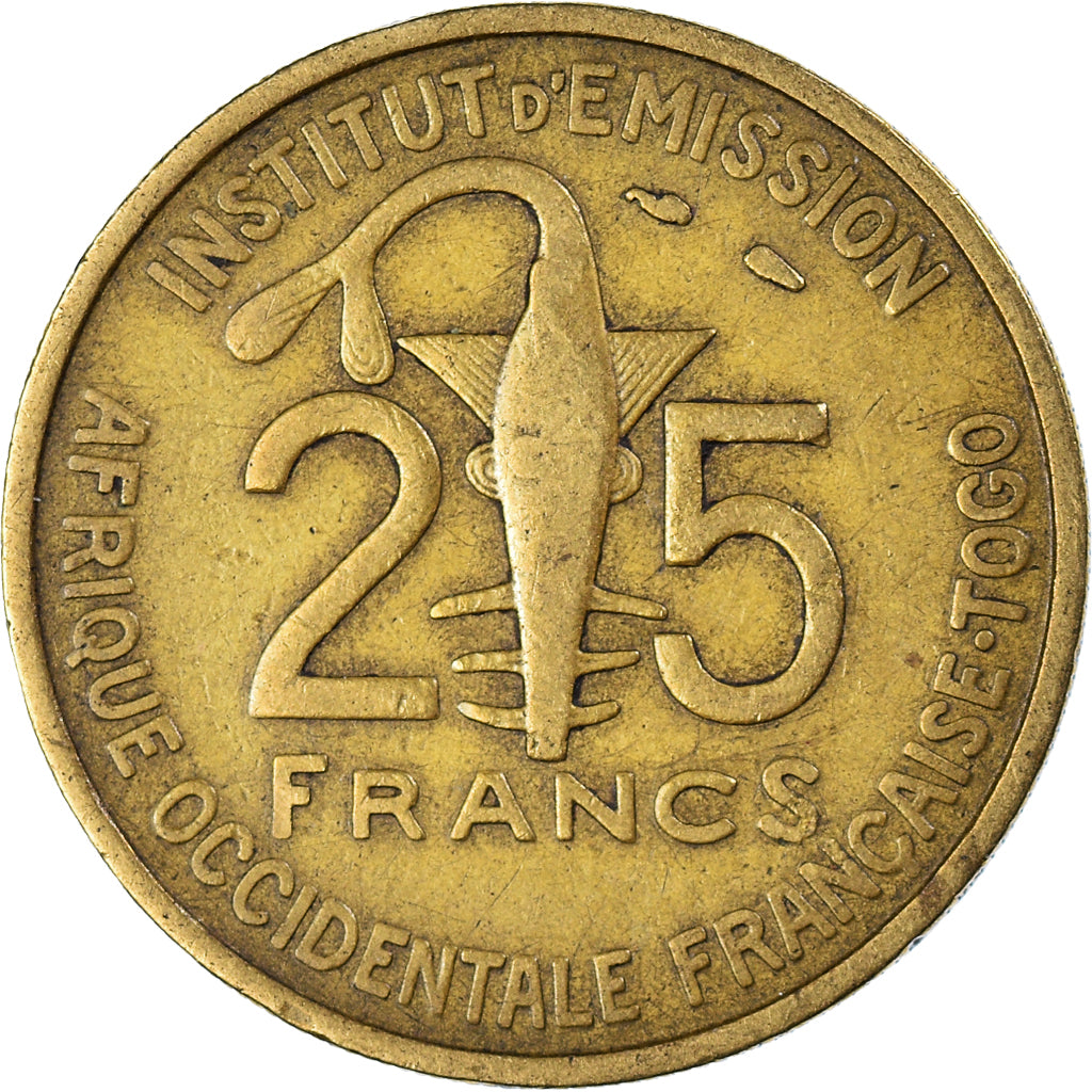 Coin, French West Africa, 25 Francs, 1957, Paris, EF(40-45), Aluminum-Bronze