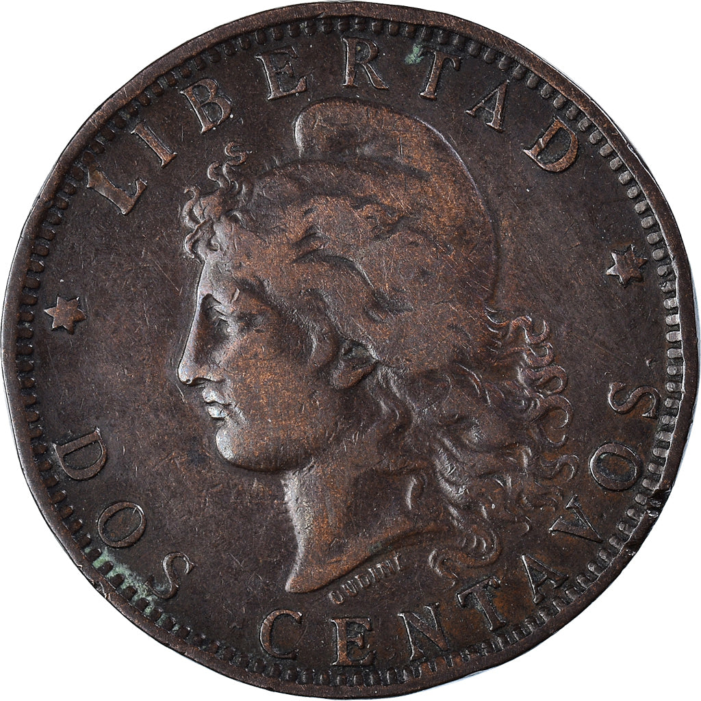 Moneda, Argentina, 2 Centavos, 1890, BC+, Bronce, KM:33