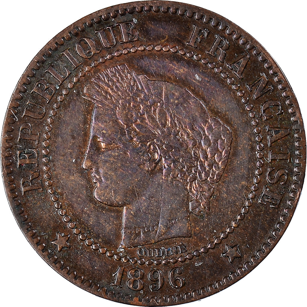 Coin, France, Cérès, 2 Centimes, 1896, Paris, AU(50-53), Bronze, KM:827.1