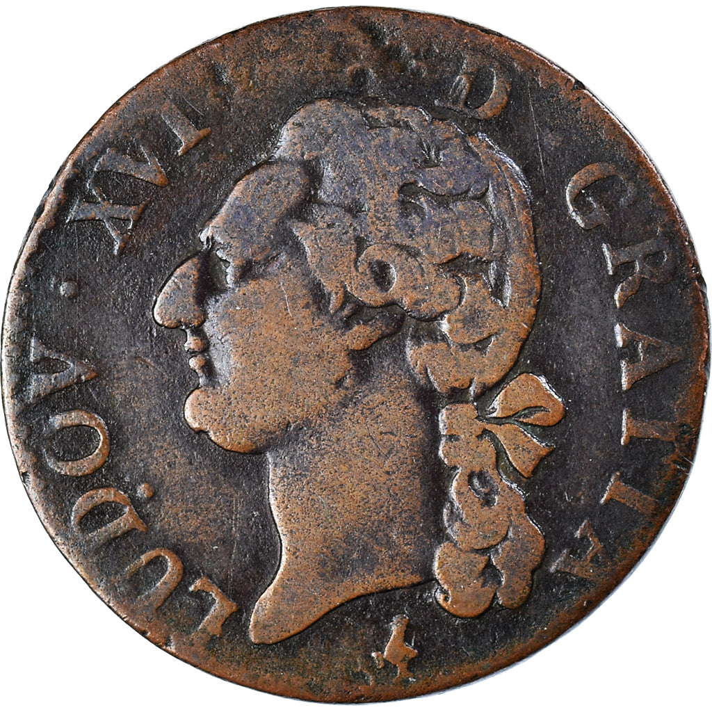 Monnaie, France, Louis XVI, 1/2 Sol, 1782, B+, Cuivre, Gadoury:349