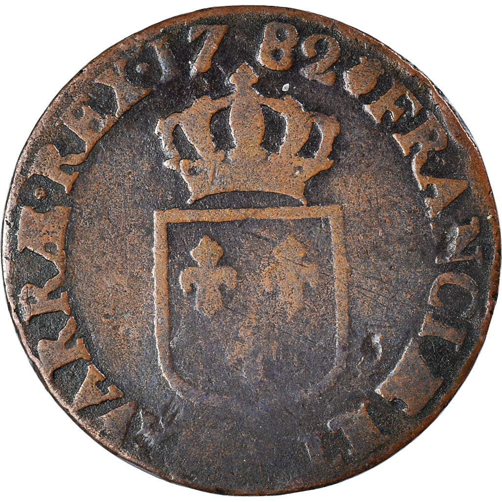 Monnaie, France, Louis XVI, 1/2 Sol, 1782, B+, Cuivre, Gadoury:349