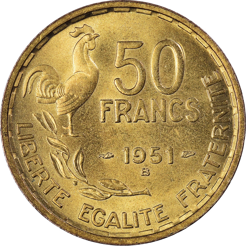 Münze, Frankreich, Guiraud, 50 Francs, 1951, Beaumont - Le Roger, SS+