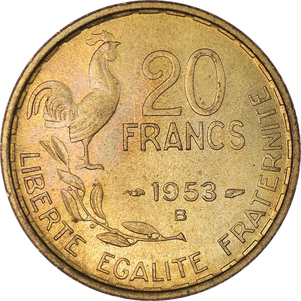 Münze, Frankreich, Guiraud, 20 Francs, 1953, Beaumont - Le Roger, SS+