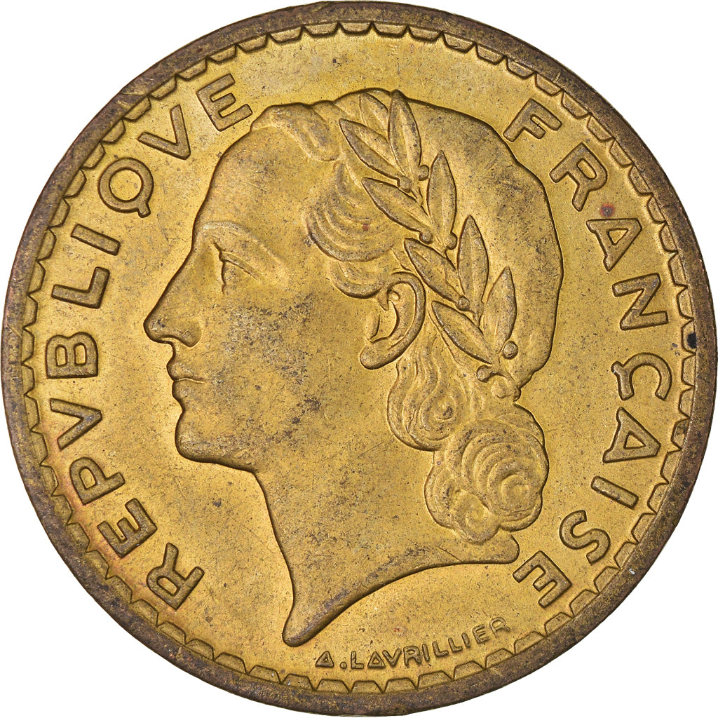 Moneta, Francja, Lavrillier, 5 Francs, 1940, AU(50-53), Aluminium-Brąz