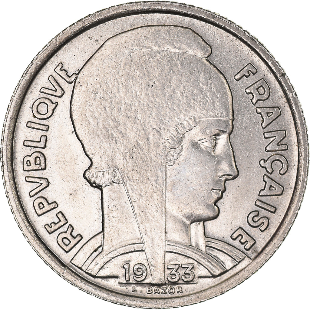 Coin, France, Bazor, 5 Francs, 1933, Paris, AU(50-53), Nickel, KM:887