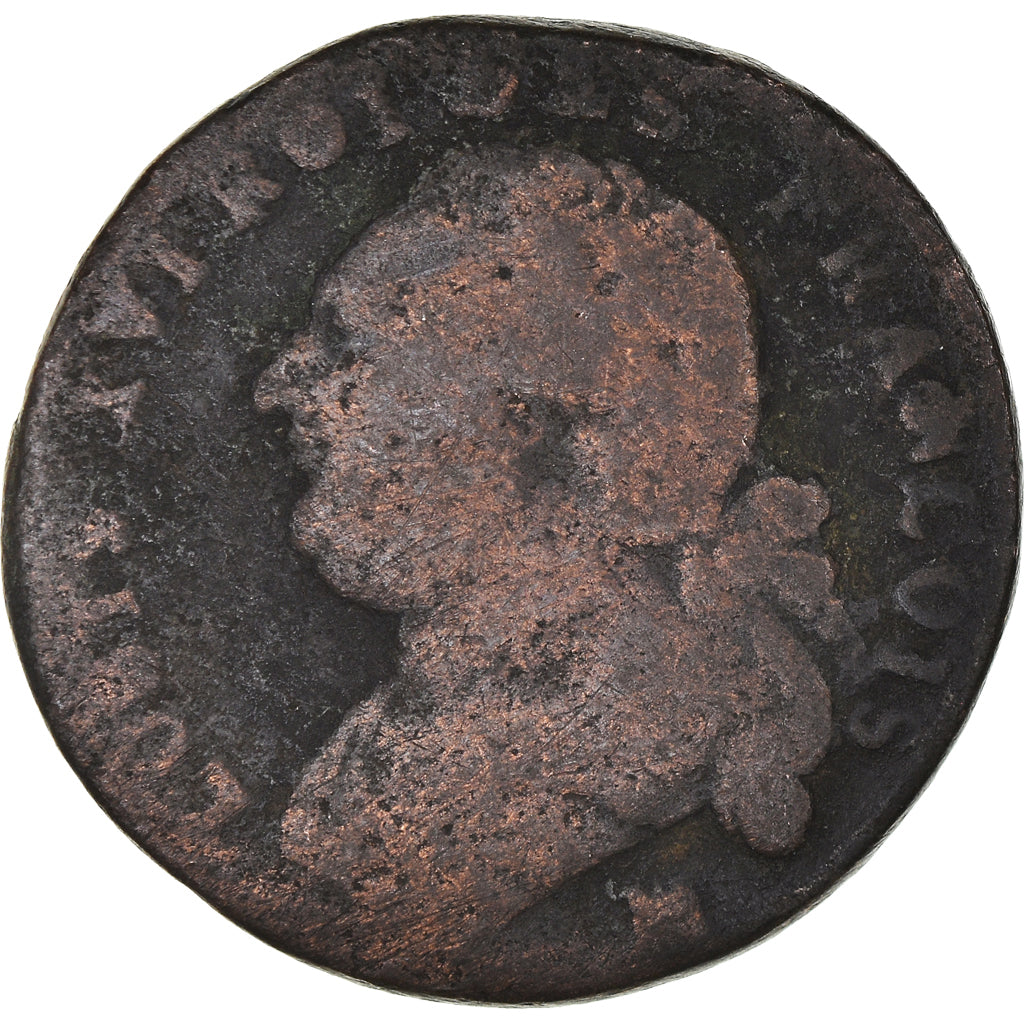 Moneta, Francia, Louis XVI, 12 Deniers, 1792, Marseille, B+, Rame, KM:600.11