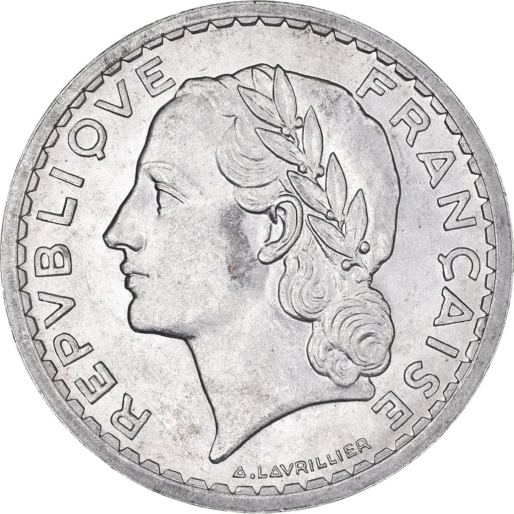 Moneta, Francja, Lavrillier, 5 Francs, 1946, Paris, AU(55-58), Aluminium