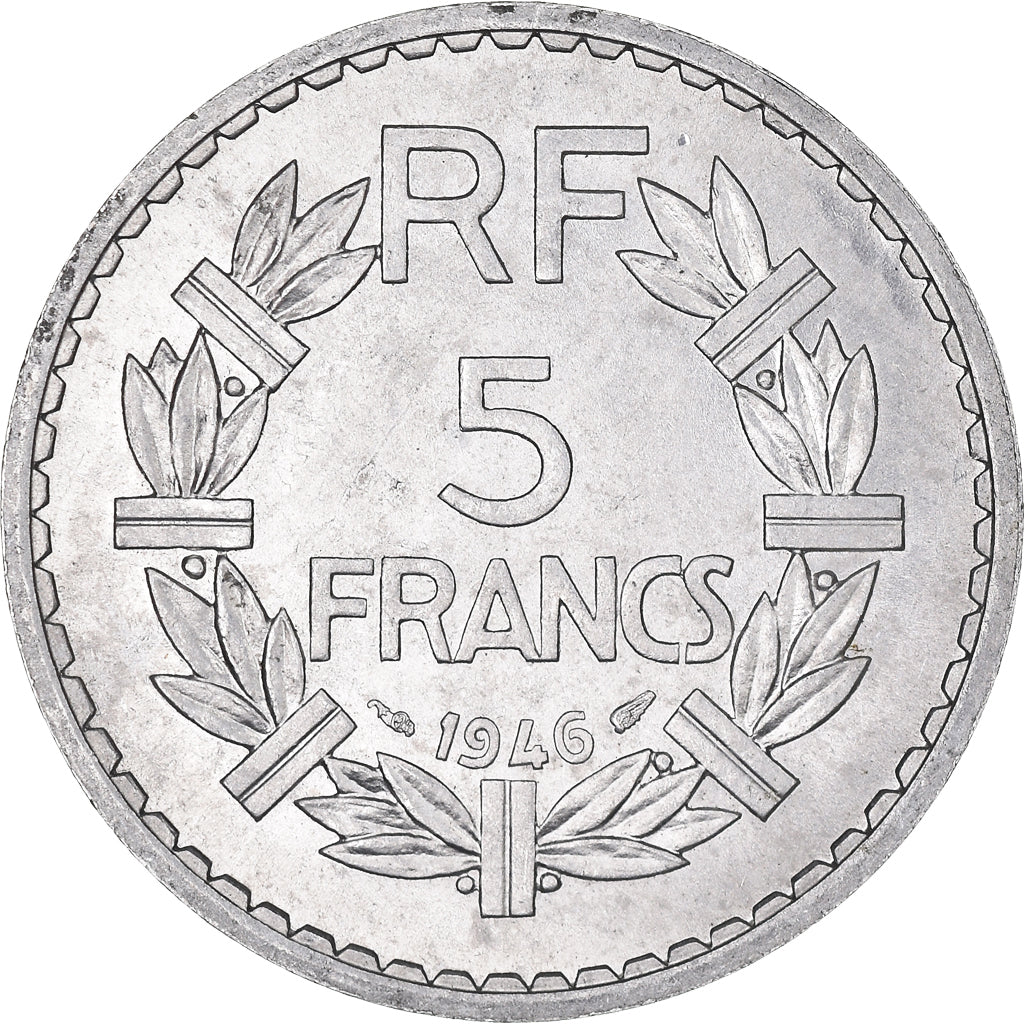 Moneta, Francja, Lavrillier, 5 Francs, 1946, Paris, AU(55-58), Aluminium