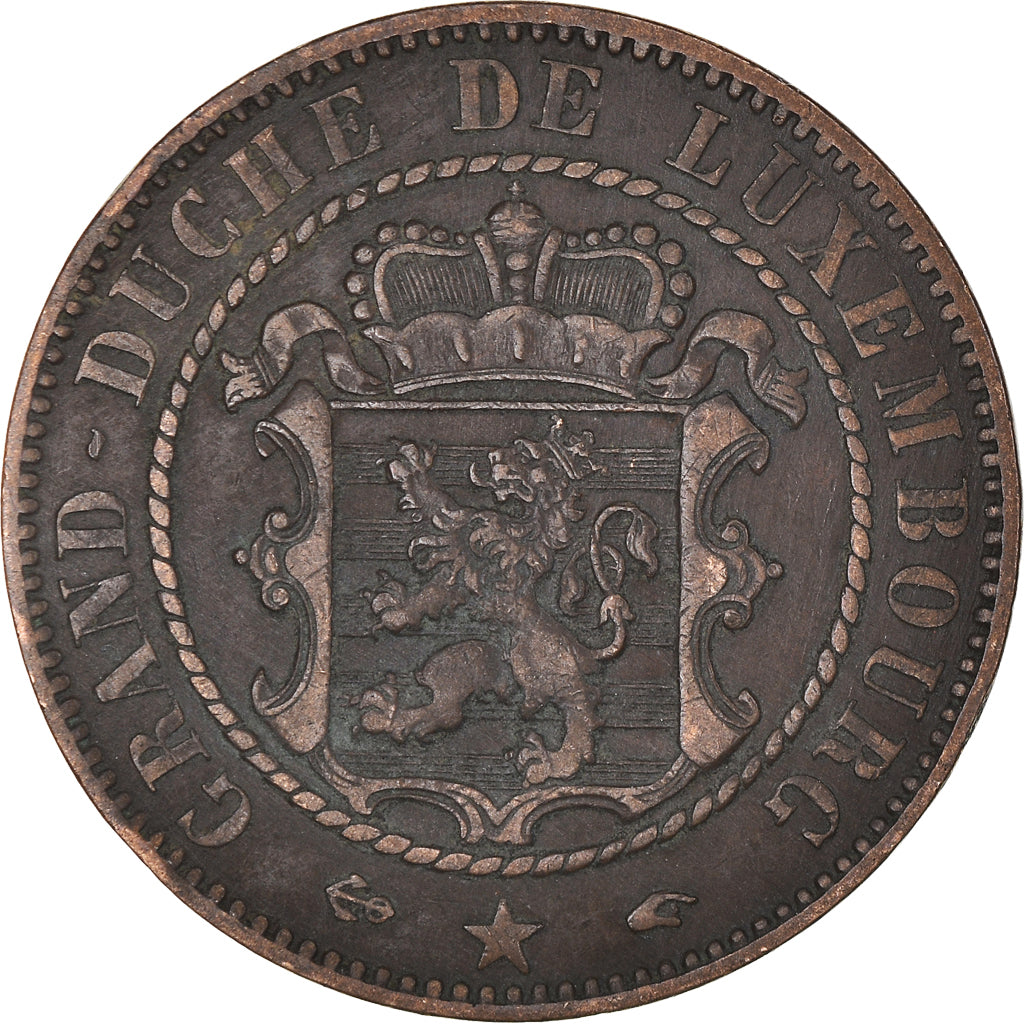 Coin, Luxembourg, William III, 10 Centimes, 1855, Paris, EF(40-45), Bronze