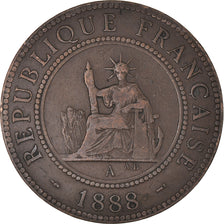 Coin, FRENCH INDO-CHINA, Cent, 1888, Paris, VF(20-25), Bronze, KM:1, Lecompte:40