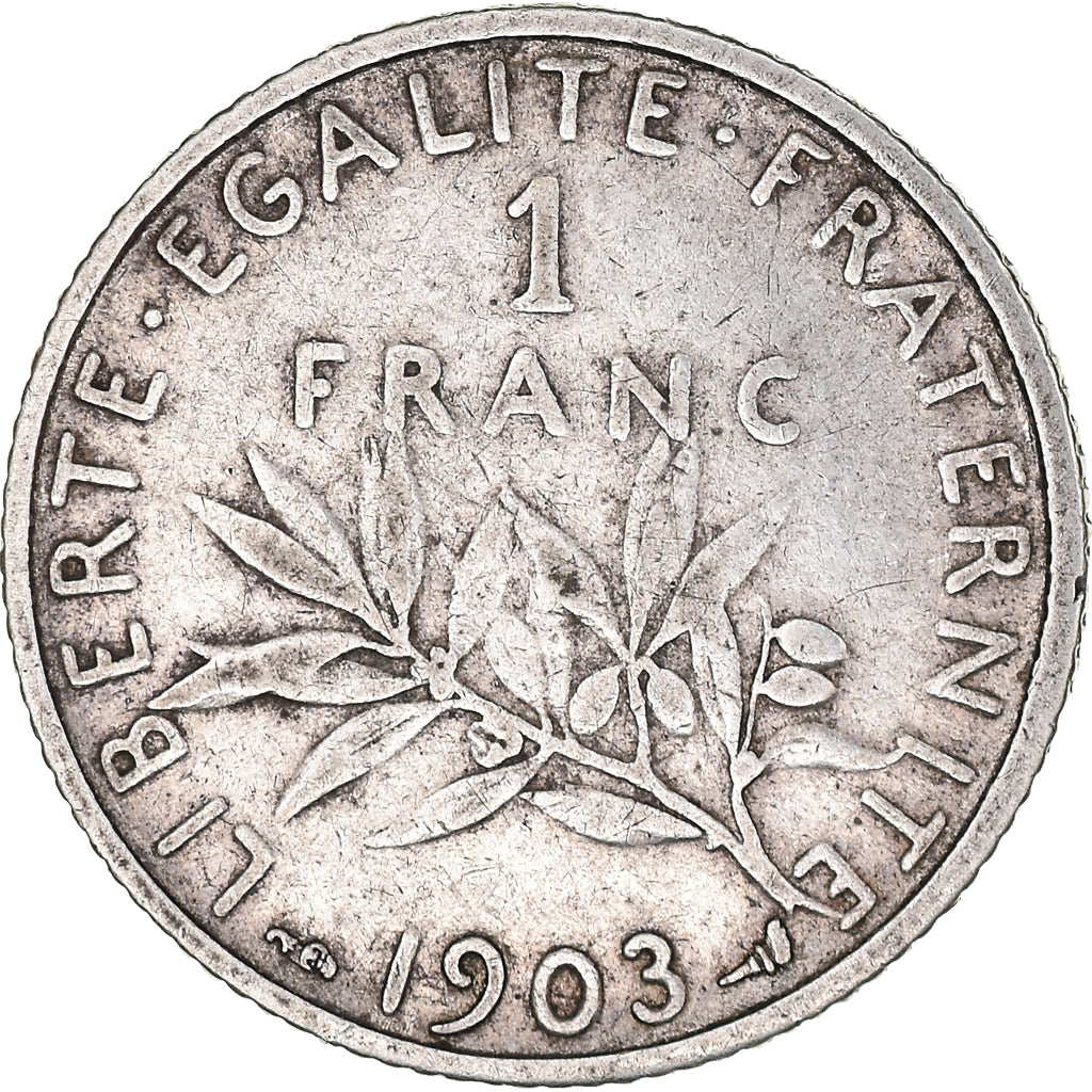 Coin, France, Semeuse, Franc, 1903, Paris, VF(20-25), Silver, KM:844.1