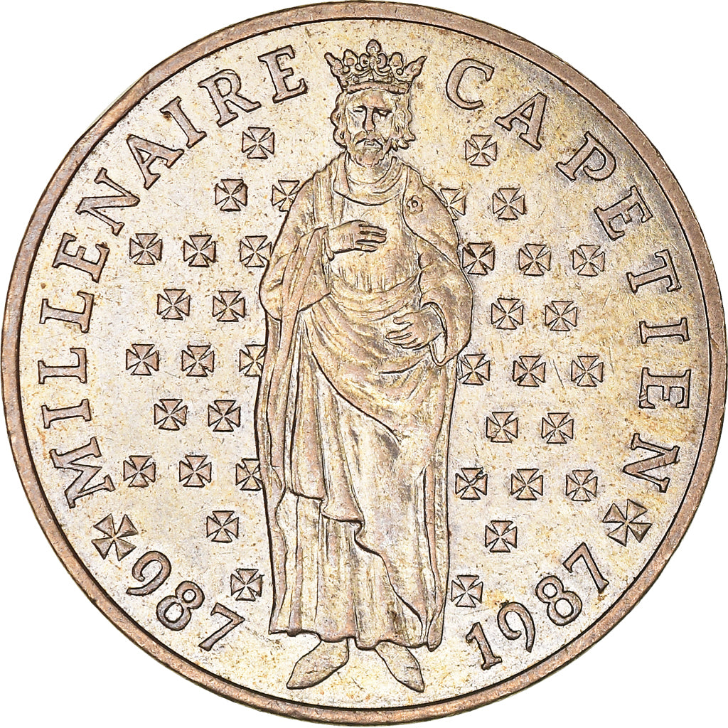 Coin, France, Millénaire Capétien, 10 Francs, 1987, EF(40-45), Nickel-Bronze
