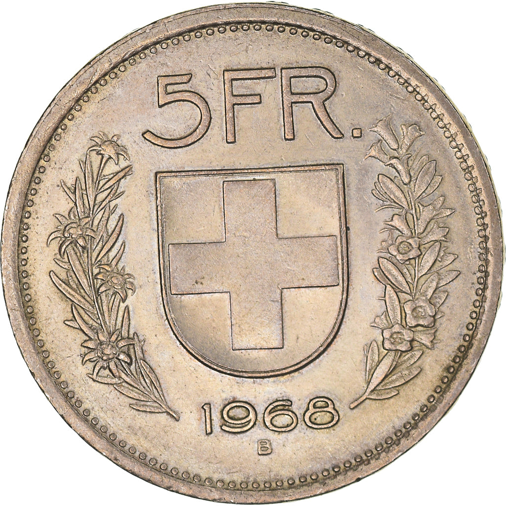 Coin, Switzerland, 5 Francs, 1968, Bern, AU(50-53), Copper-nickel, KM:40a.1