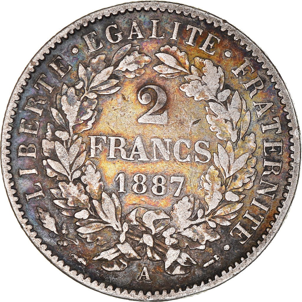 Monnaie, France, Cérès, 2 Francs, 1887, Paris, TTB, Argent, Gadoury:530a