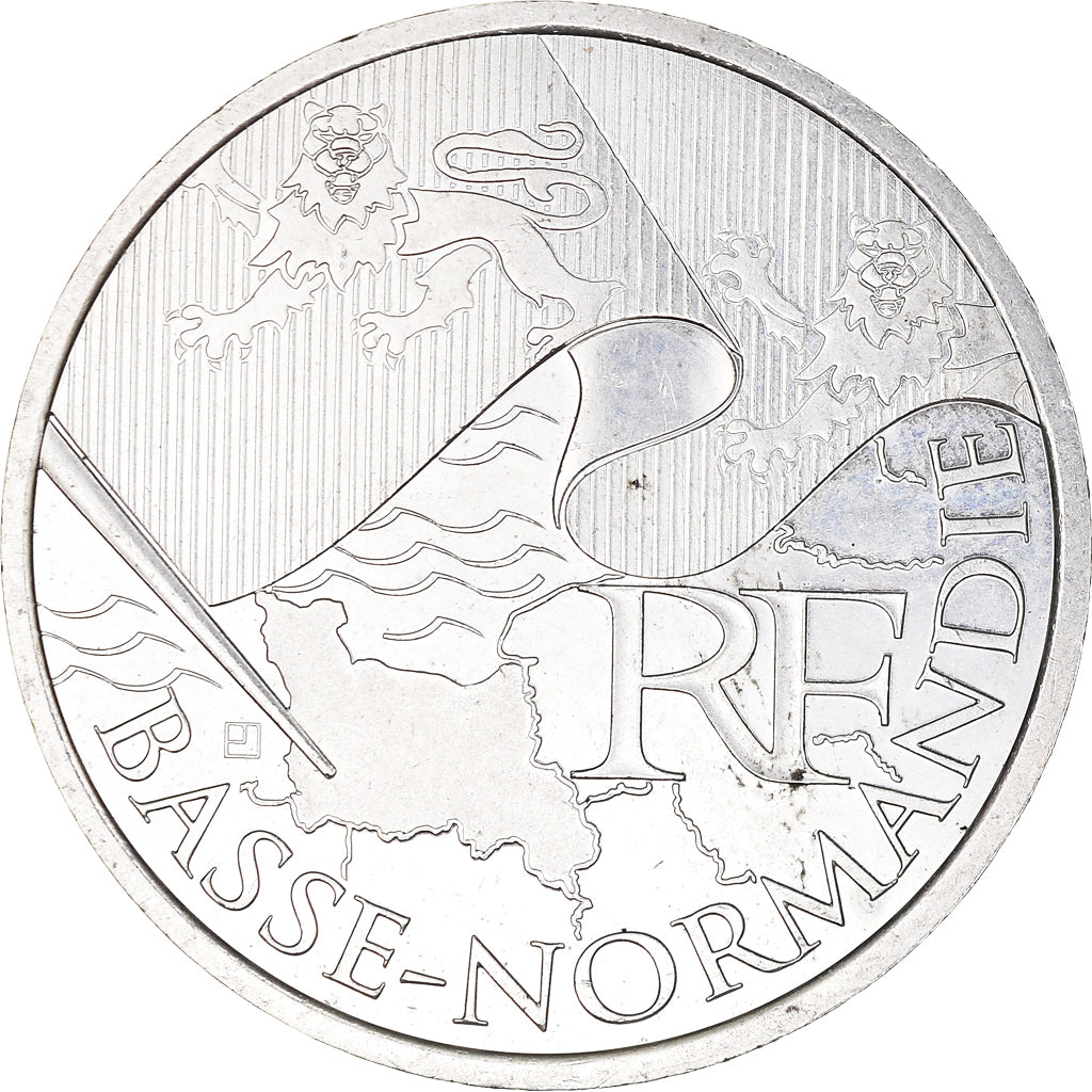 France, 10 Euro, Basse-Normandie, 2010, Paris, AU(55-58), Silver, Gadoury:EU399