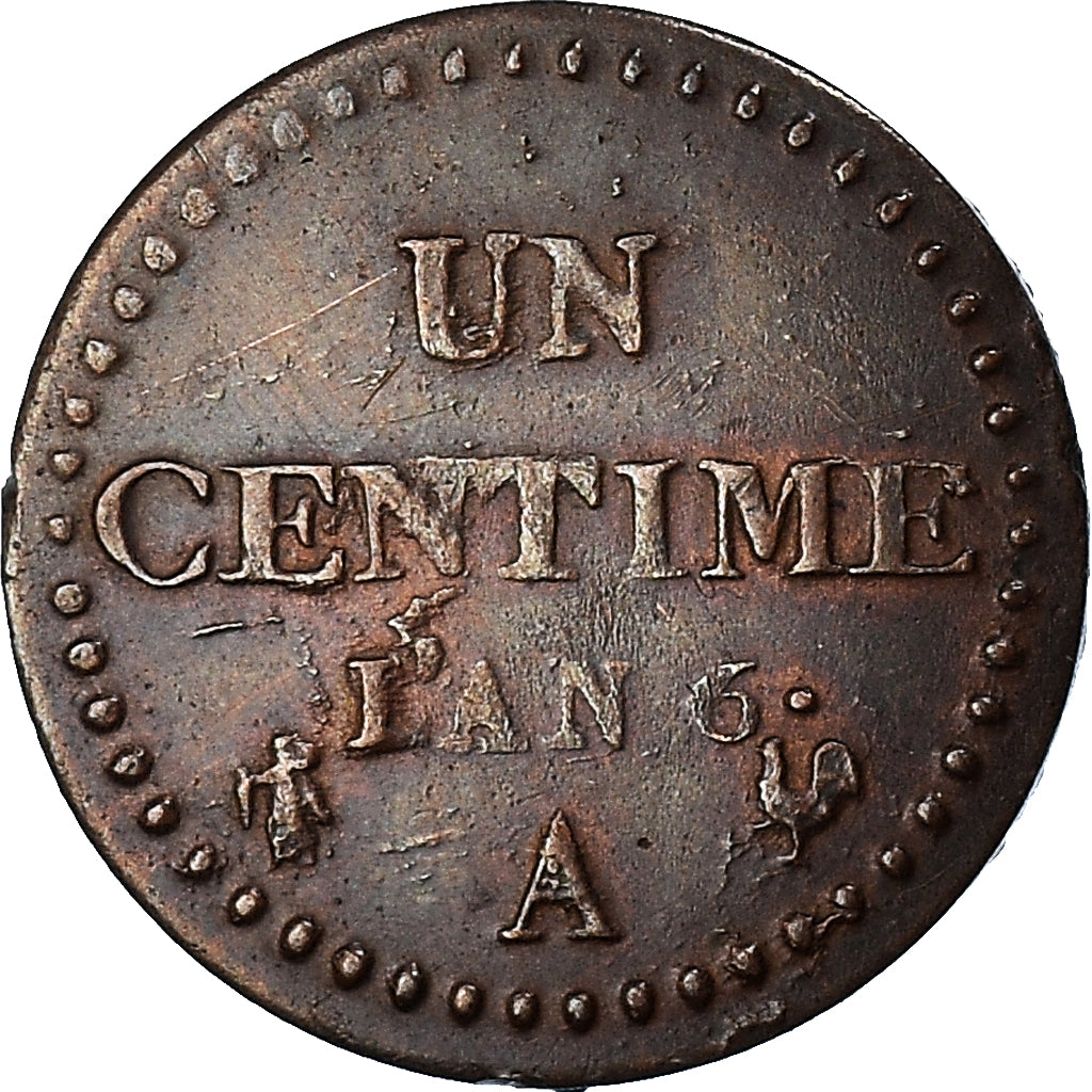 Coin, France, Dupré, Centime, AN 6, Paris, EF(40-45), Bronze, KM:646