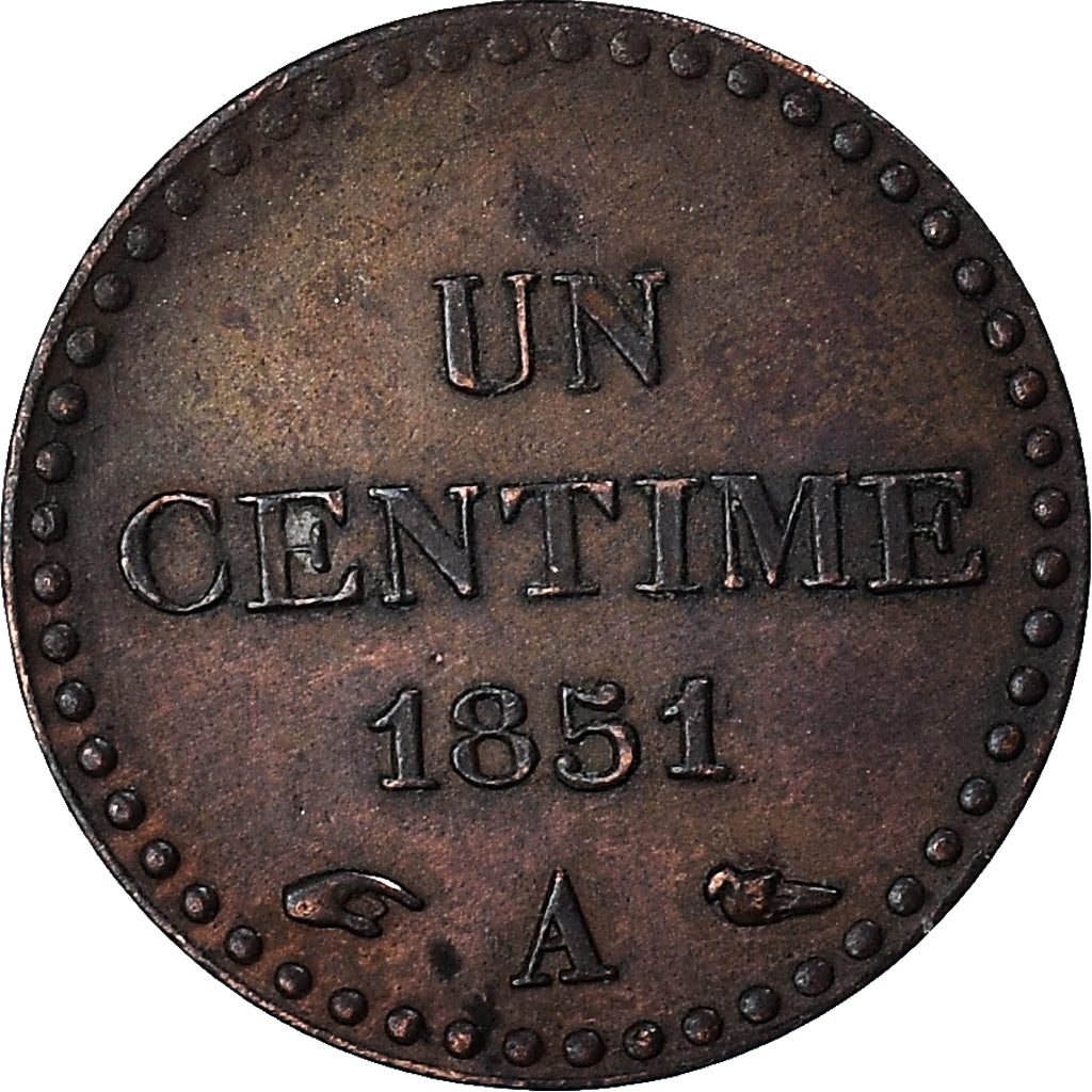 Moneta, Francia, Dupré, Centime, 1851, Paris, BB+, Bronzo, KM:754, Gadoury:84