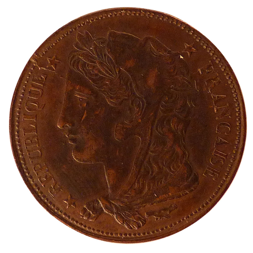 FRANCE, 10 Centimes, 1848, Paris, AU(55-58), Bronze, Gadoury #228, 13.94