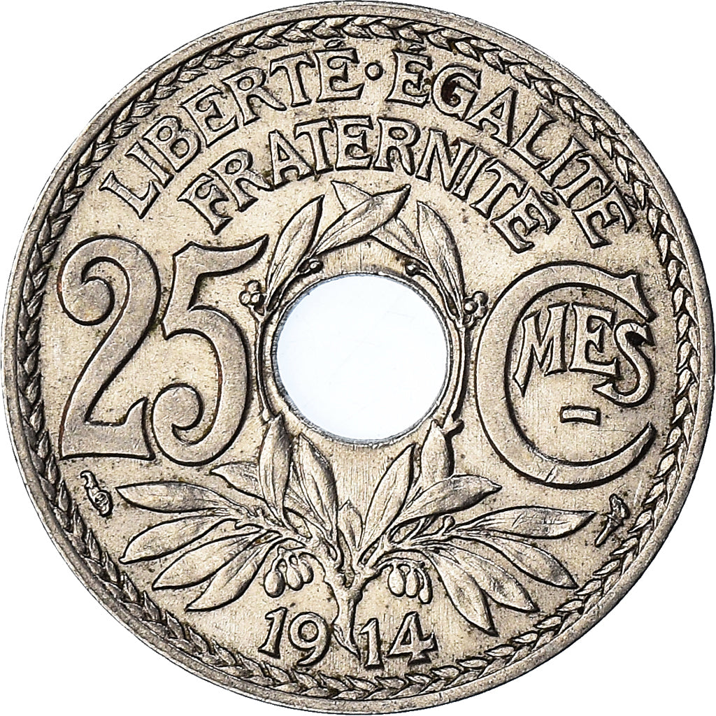 Coin, France, Lindauer, 25 Centimes, 1914, AU(50-53), Nickel, KM:867