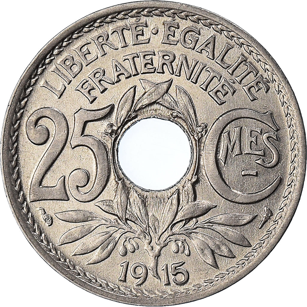 Münze, Frankreich, Lindauer, 25 Centimes, 1915, SS+, Nickel, KM:867