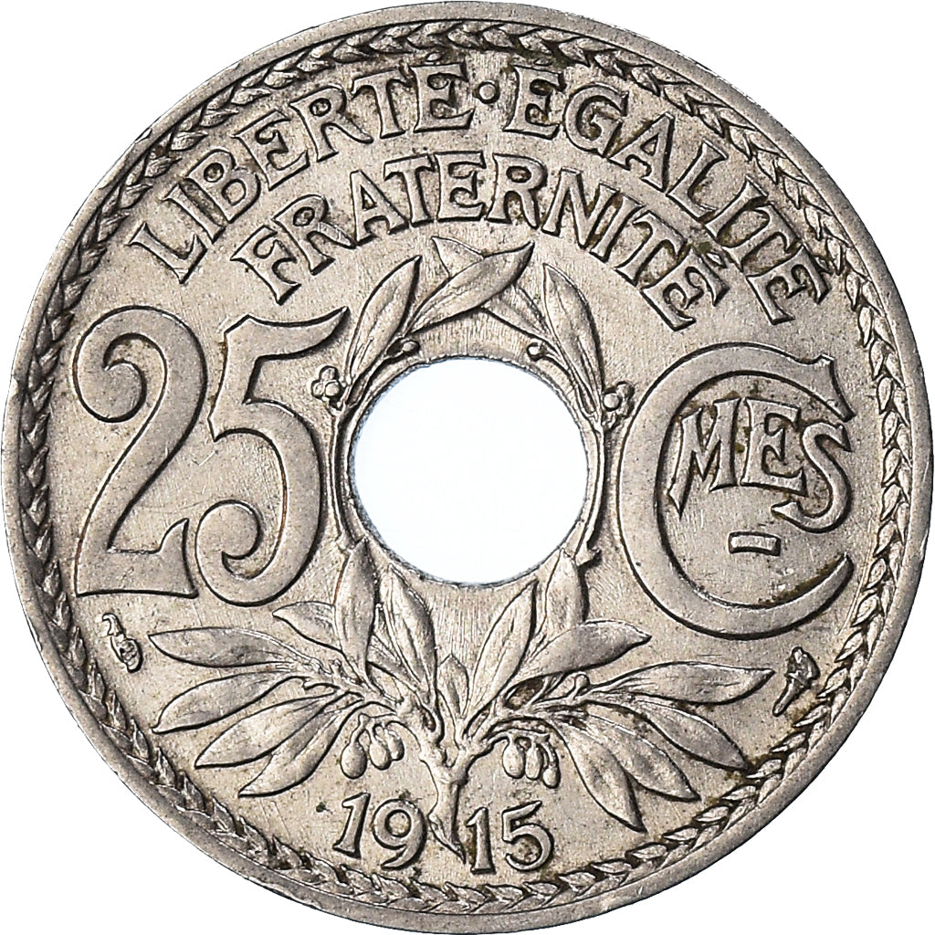 Munten, Frankrijk, Lindauer, 25 Centimes, 1915, ZF+, Nickel, KM:867, Gadoury:379