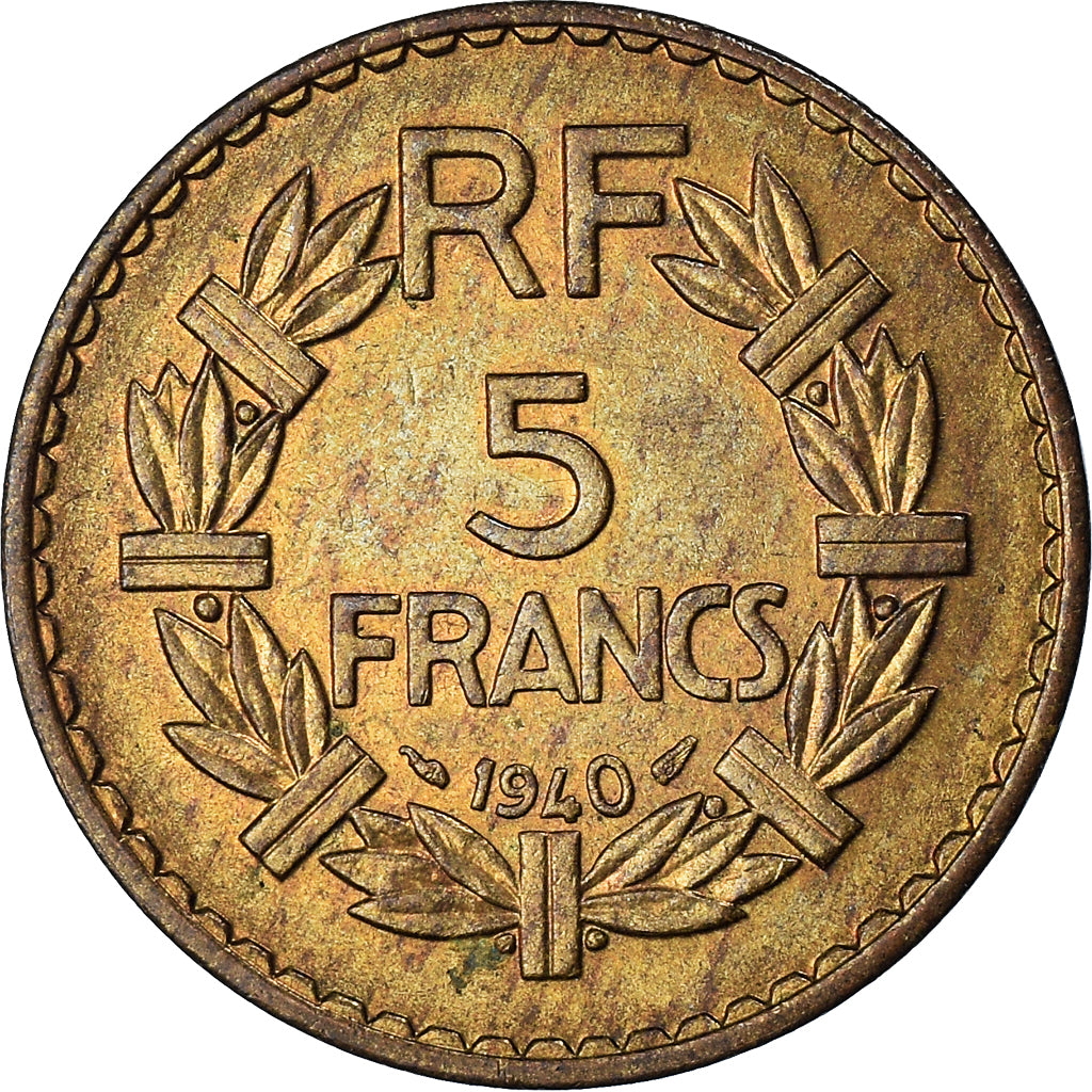 Moneda, Francia, Lavrillier, 5 Francs, 1940, MBC+, Aluminio - bronce, KM:888a.1