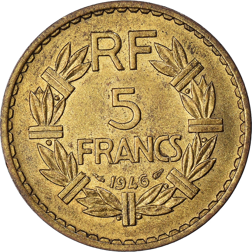 Moneda, Francia, Lavrillier, 5 Francs, 1946, MBC+, Aluminio - bronce, KM:888a.2