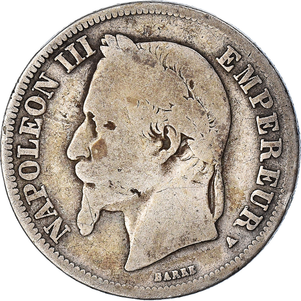 Moneda, Francia, Napoleon III, 2 Francs, 1869, Paris, BC, Plata, KM:807.1
