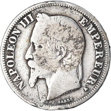 Moneda, Francia, Napoleon III, 2 Francs, 1867, Paris, BC, Plata, KM:807.1