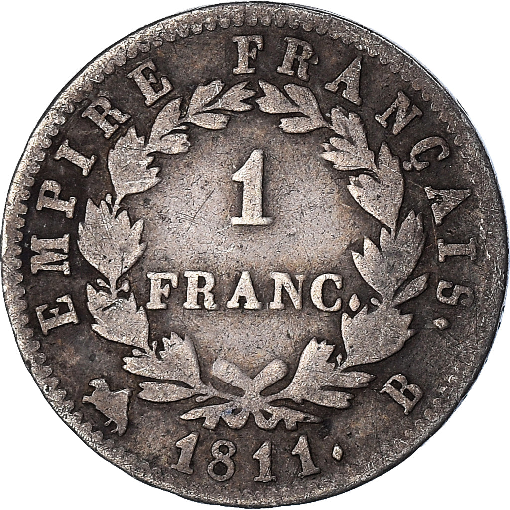 Munten, Frankrijk, Napoléon I, Franc, 1811, Rouen, ZG+, Zilver, KM:692.2