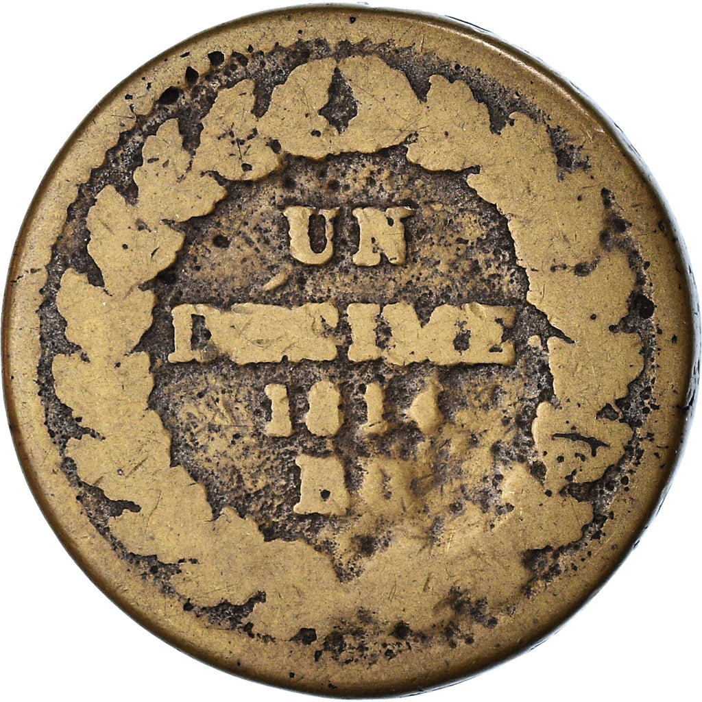Coin, France, Louis XVIII, Decime, 1814, Strasbourg, F(12-15), Bronze, KM:701
