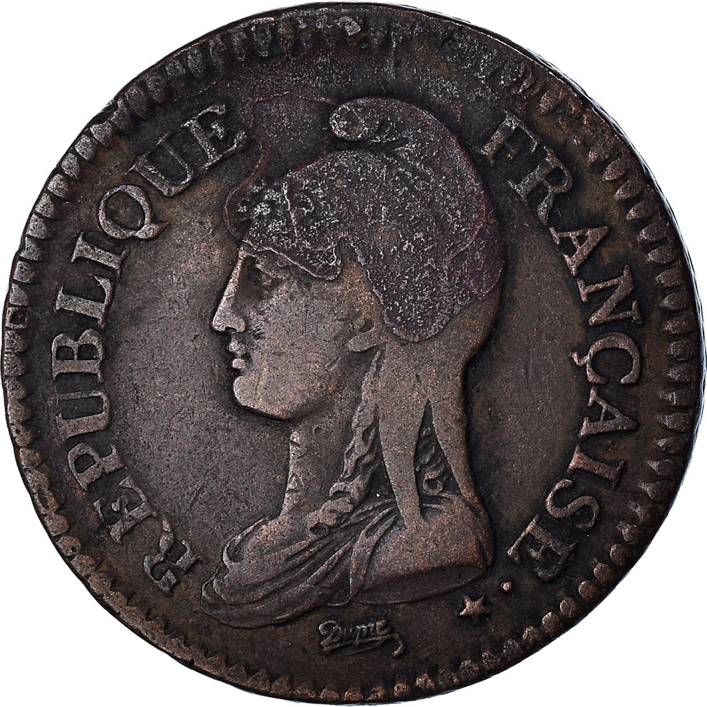 Moeda, França, Dupré, Decime, AN 7, Paris, EF(40-45), Bronze, KM:644.1