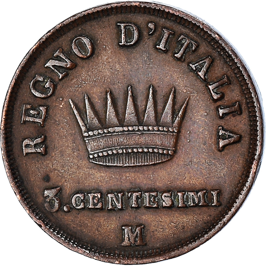 Moneda, Estados italianos, KINGDOM OF NAPOLEON, Napoleon I, 3 Centesimi, 1813