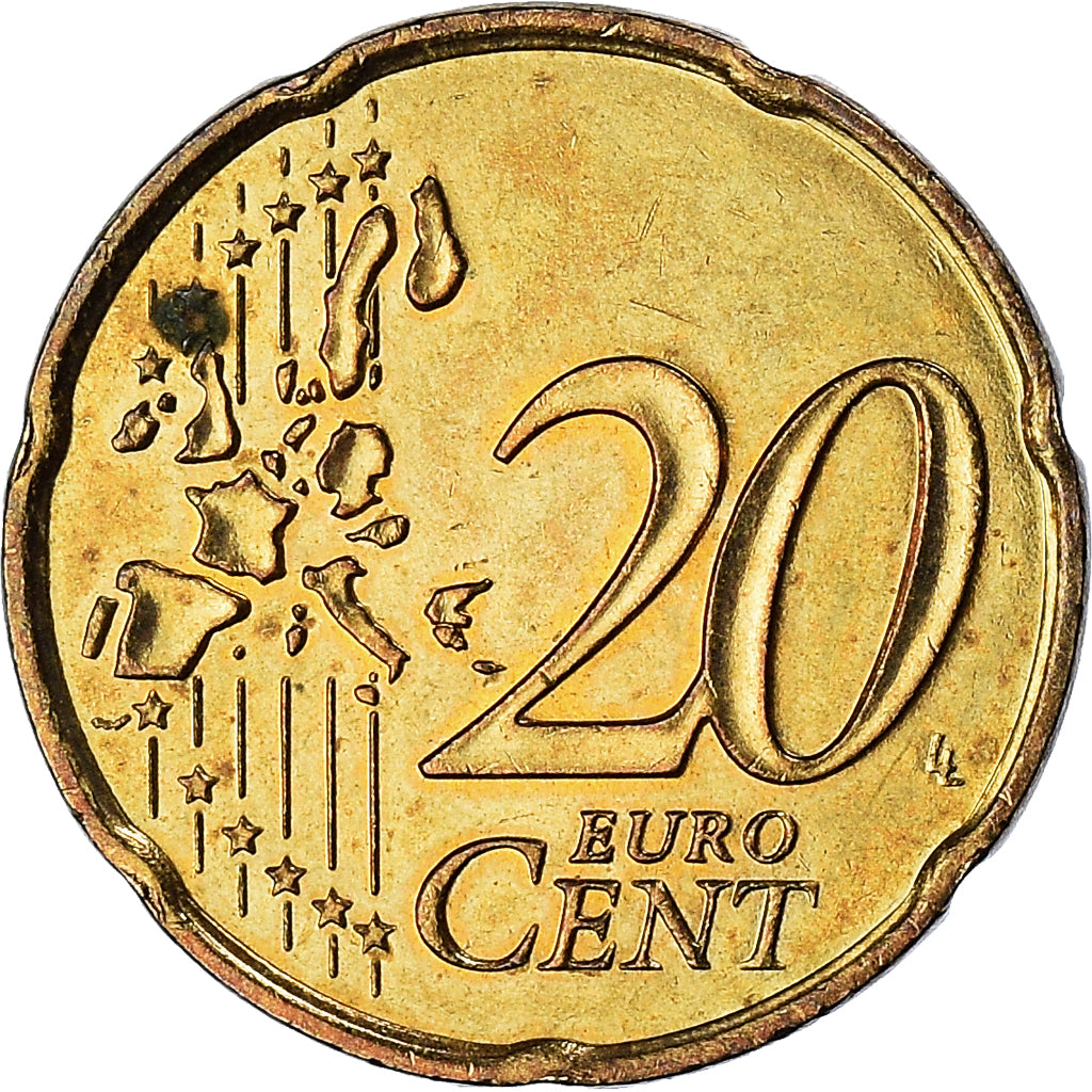Monaco, Rainier III, 20 Euro Cent, 2001, Paris, AU(50-53), Brass, Gadoury:171