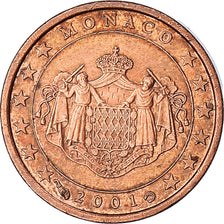 Monaco, Rainier III, Euro Cent, 2001, Paris, EF(40-45), Copper Plated Steel