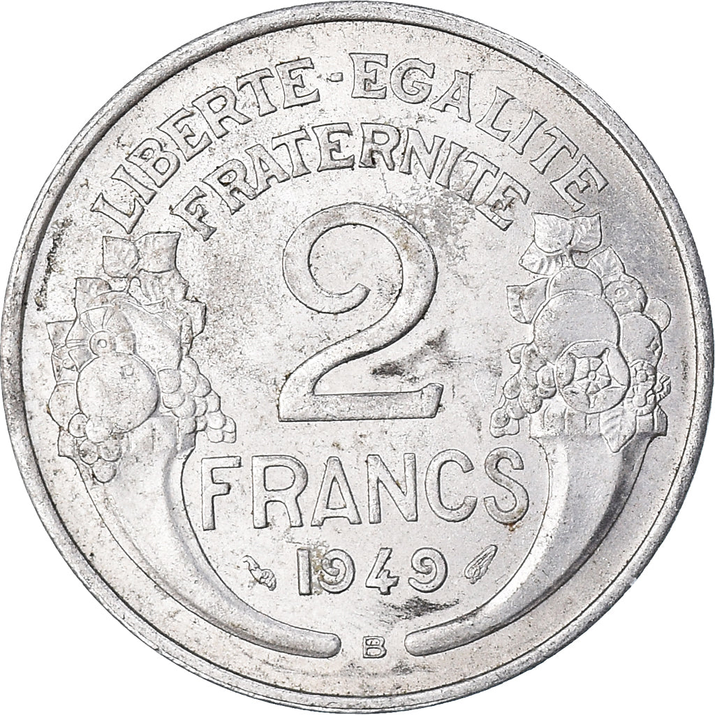 Coin, France, Morlon, 2 Francs, 1949, Beaumont - Le Roger, EF(40-45), Aluminum