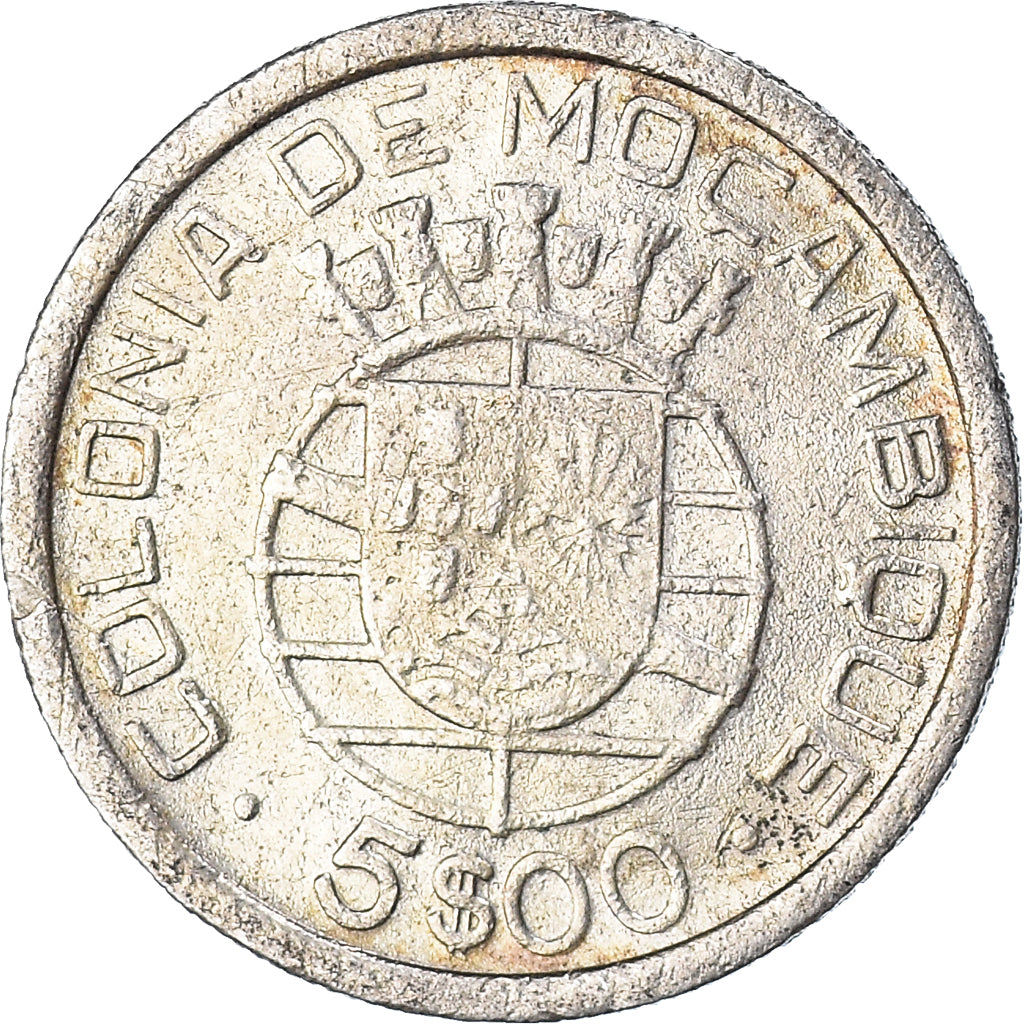 Coin, Mozambique, 5 Escudos, 1938, EF(40-45), Silver, KM:69
