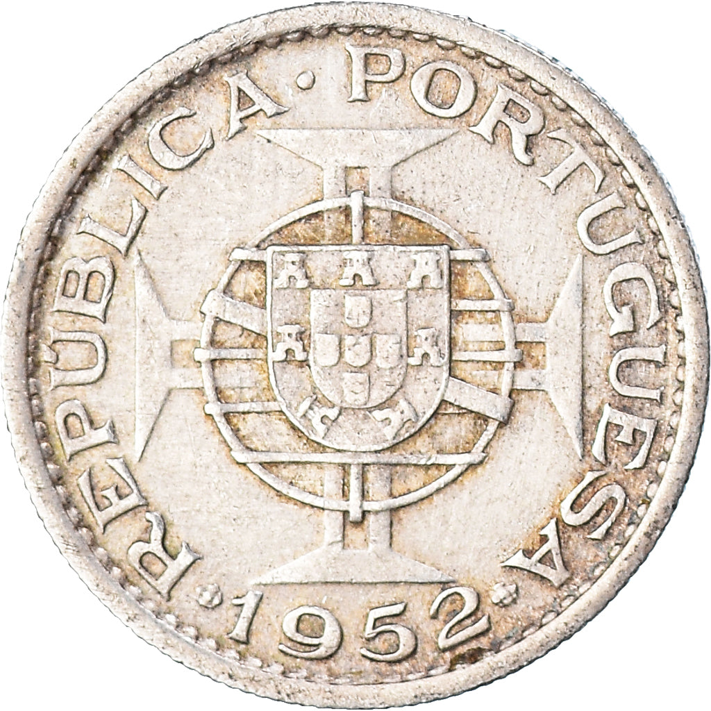 Coin, Mozambique, 10 Escudos, 1952, EF(40-45), Silver, KM:79