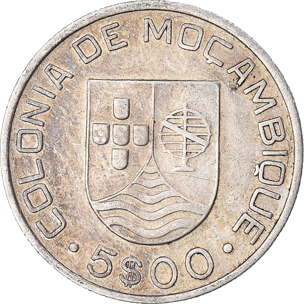Coin, Mozambique, 5 Escudos, 1935, EF(40-45), Silver, KM:62