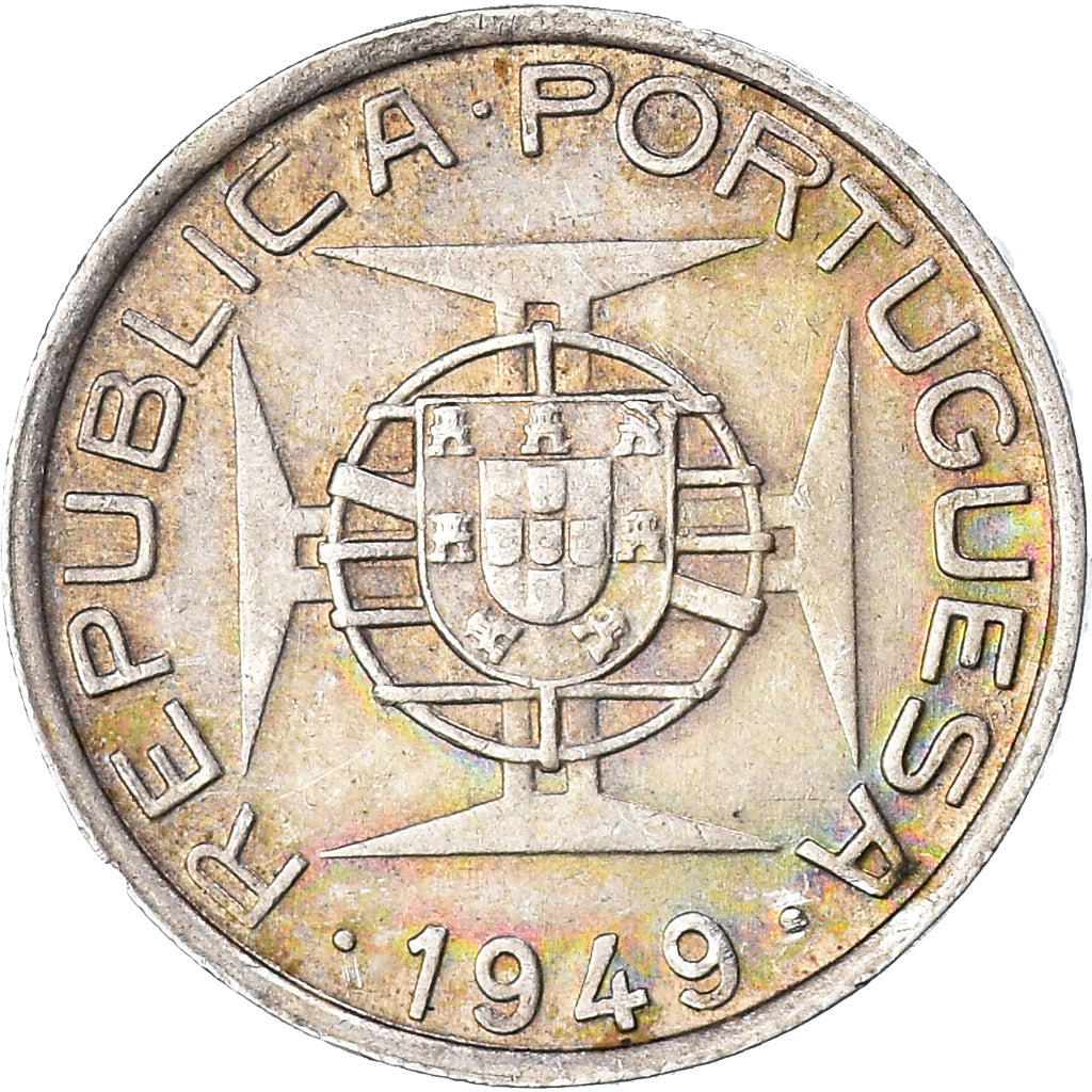 Coin, Mozambique, 5 Escudos, 1949, EF(40-45), Silver, KM:69