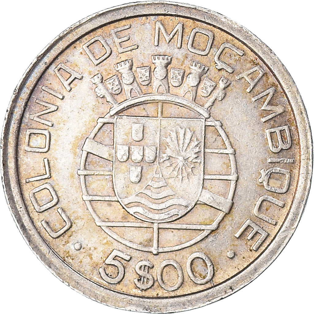 Coin, Mozambique, 5 Escudos, 1949, EF(40-45), Silver, KM:69