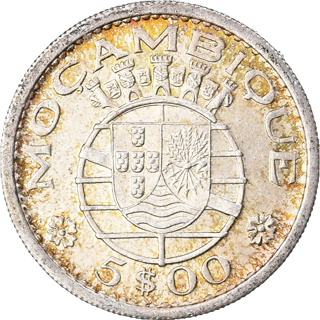 Coin, Mozambique, 5 Escudos, 1960, EF(40-45), Silver, KM:84