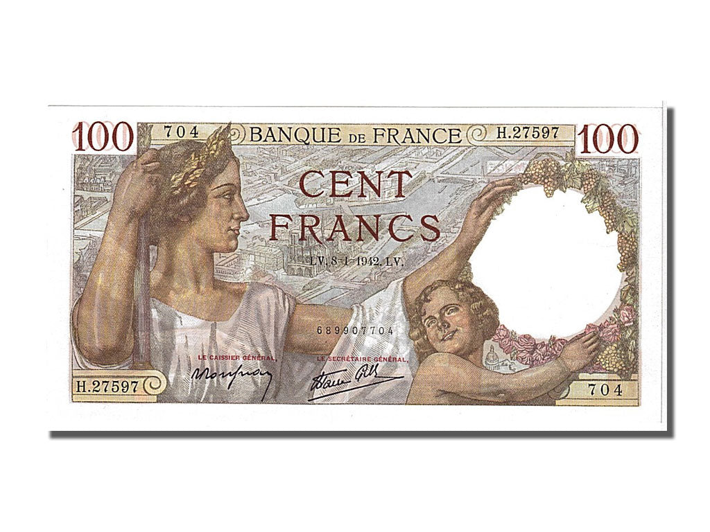France, 100 Francs, 100 F 1939-1942 ''Sully'', 1942, KM #94, 1942-01-08,...