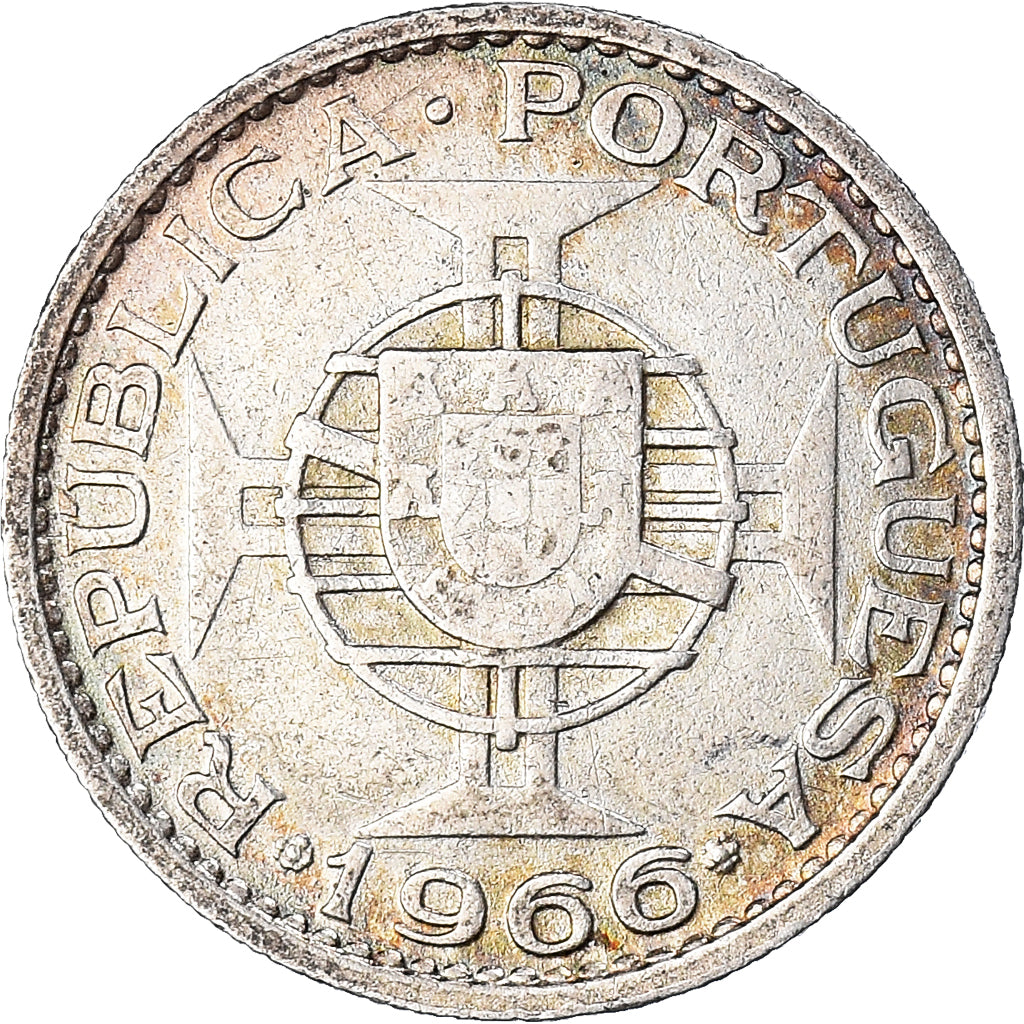 Coin, Mozambique, 10 Escudos, 1966, EF(40-45), Silver, KM:79a